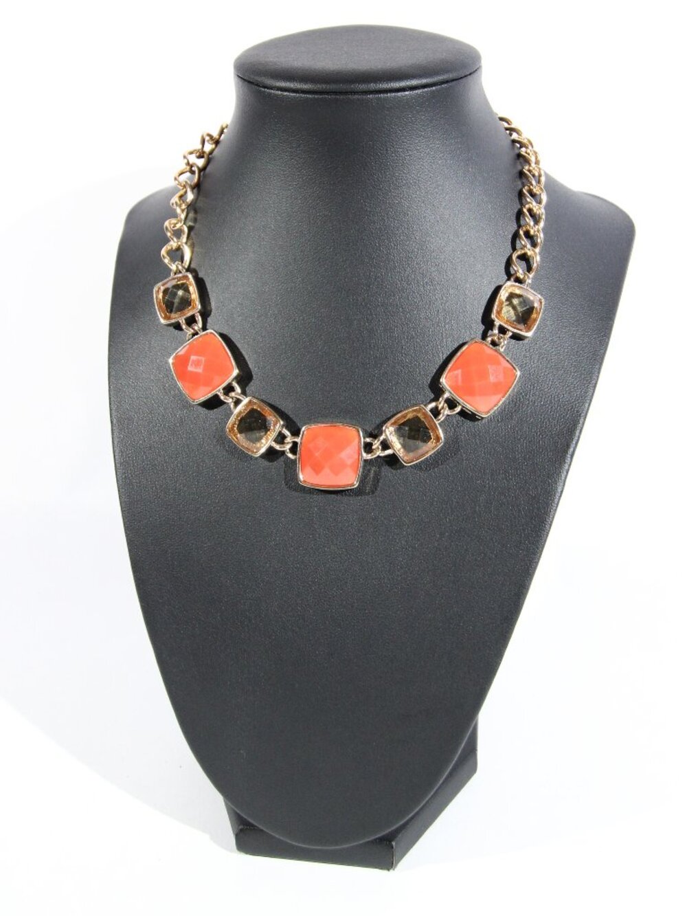 Vintage Gloria Vanderbilt Necklace with Amber and Orange Color Rhinestones